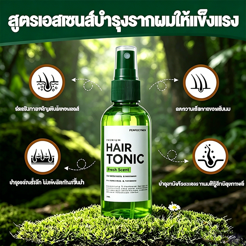 【เซรั่มบำรุงผม】Hair Tonic เฮอร์เมตโต แฮร์โทนิค ลดการหลุดร่วง บาง บำรุงเฉพาะจุด ขนาด 150 ML.