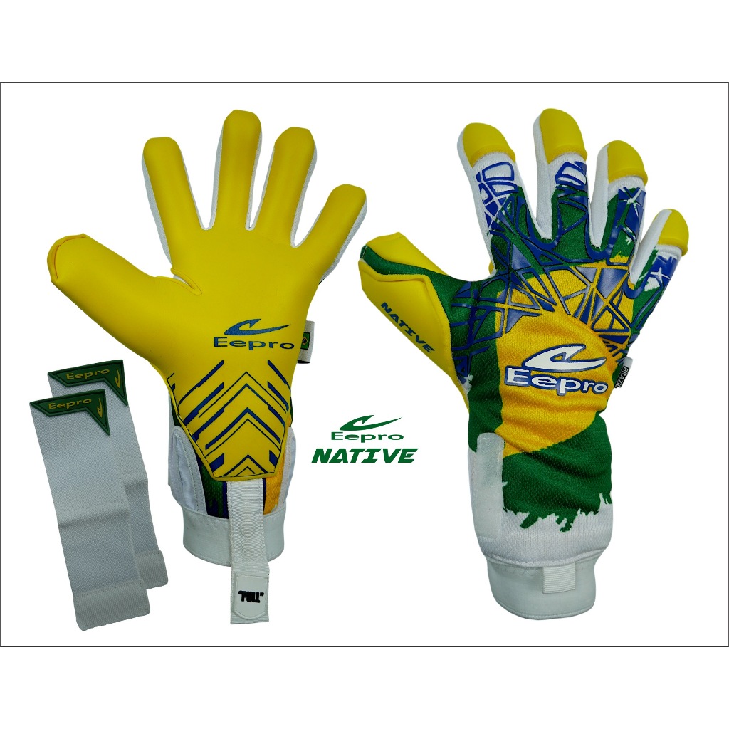 Eepro(อีโปร) ถุงมือผู้รักษาประตู EEPRO EG1006 NATIVE ถุงมือโกล์แบบข้อมือยาว Finger save 4 นิ้ว สามารถถอดได้ มีไซส์ 7-11
