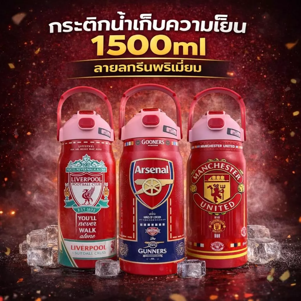 กระบอกน้ำเก็บความเย็น ขนาด1500 ml ใหญ่จุใจลายใหม่ไม่ซ้ำใคร มาพร้อมหูหิ้ว2ช่องดื่ม เก็บความเย็น 8-16 ชั่วโมง สแตนเลส304