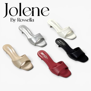 [รุ่นหนังนุ่ม PU Premium] รองเท้าแตะหน้าสวมส้นสูง 2 นิ้ว รุ่น Jolene by Rossella