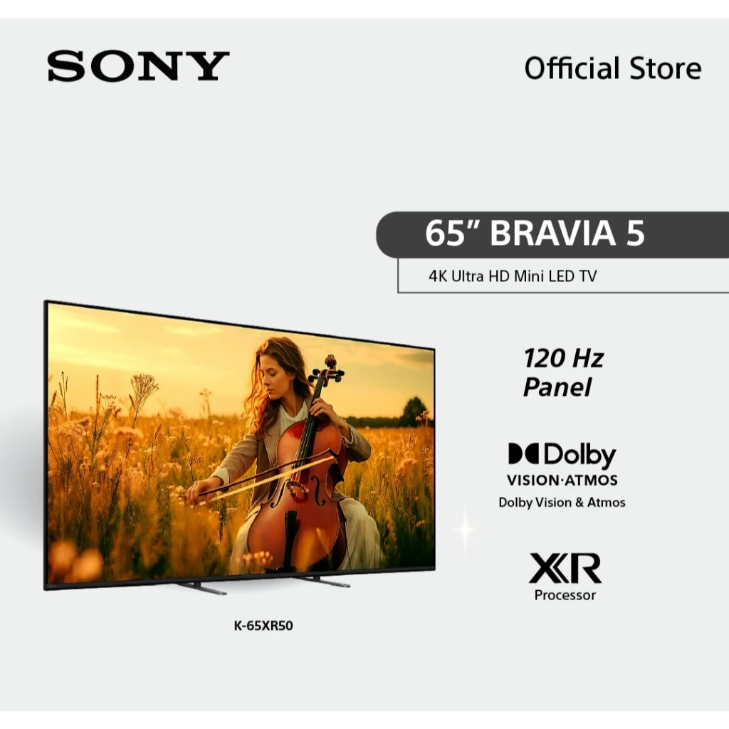Sony BRAVIA 5 ทีวี 65 นิ้ว รุ่น K-65XR50 Mini LED 4K Ultra HD Smart TV (Google TV) | XR Processor