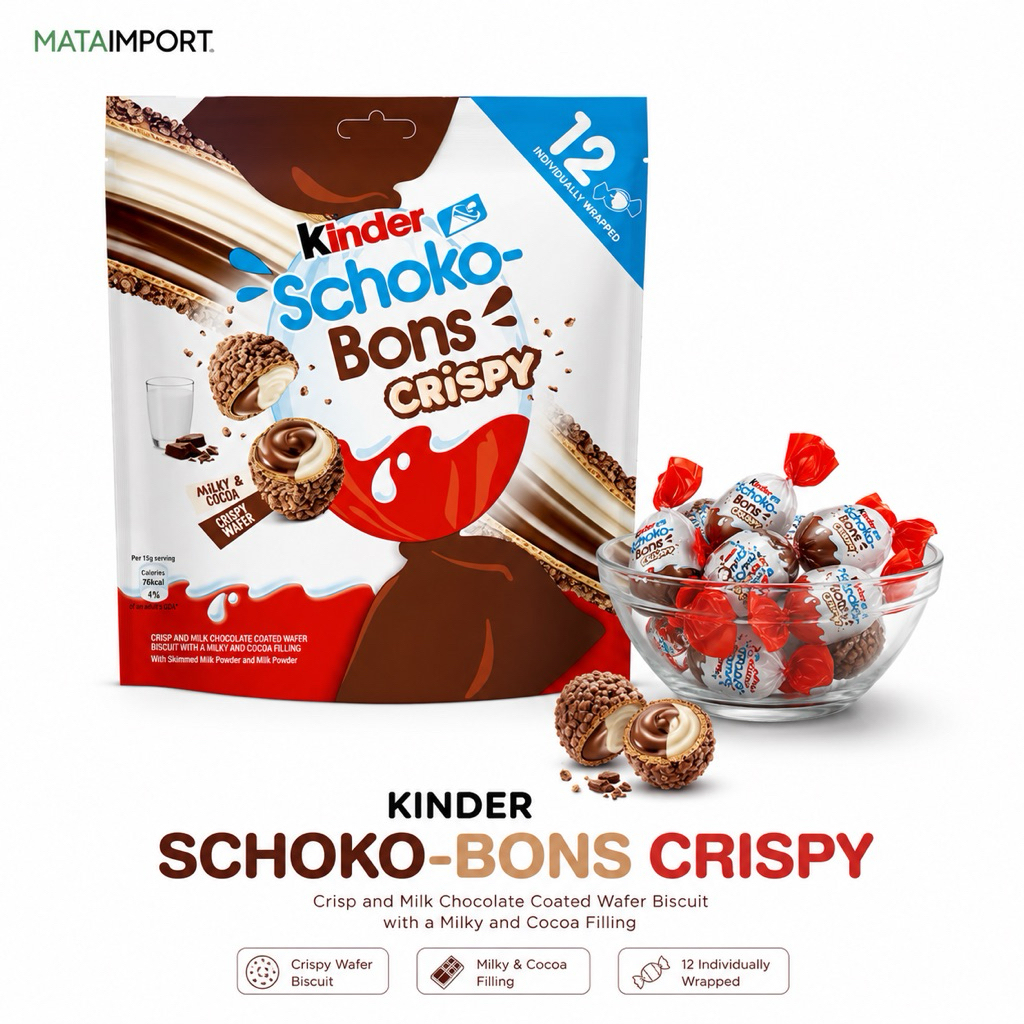 ใหม่ !! Kinder Schoko-Bons Crispy  คินเดอร์ช็อกโก้บอลส์ คริสปี้ อร่อย !!