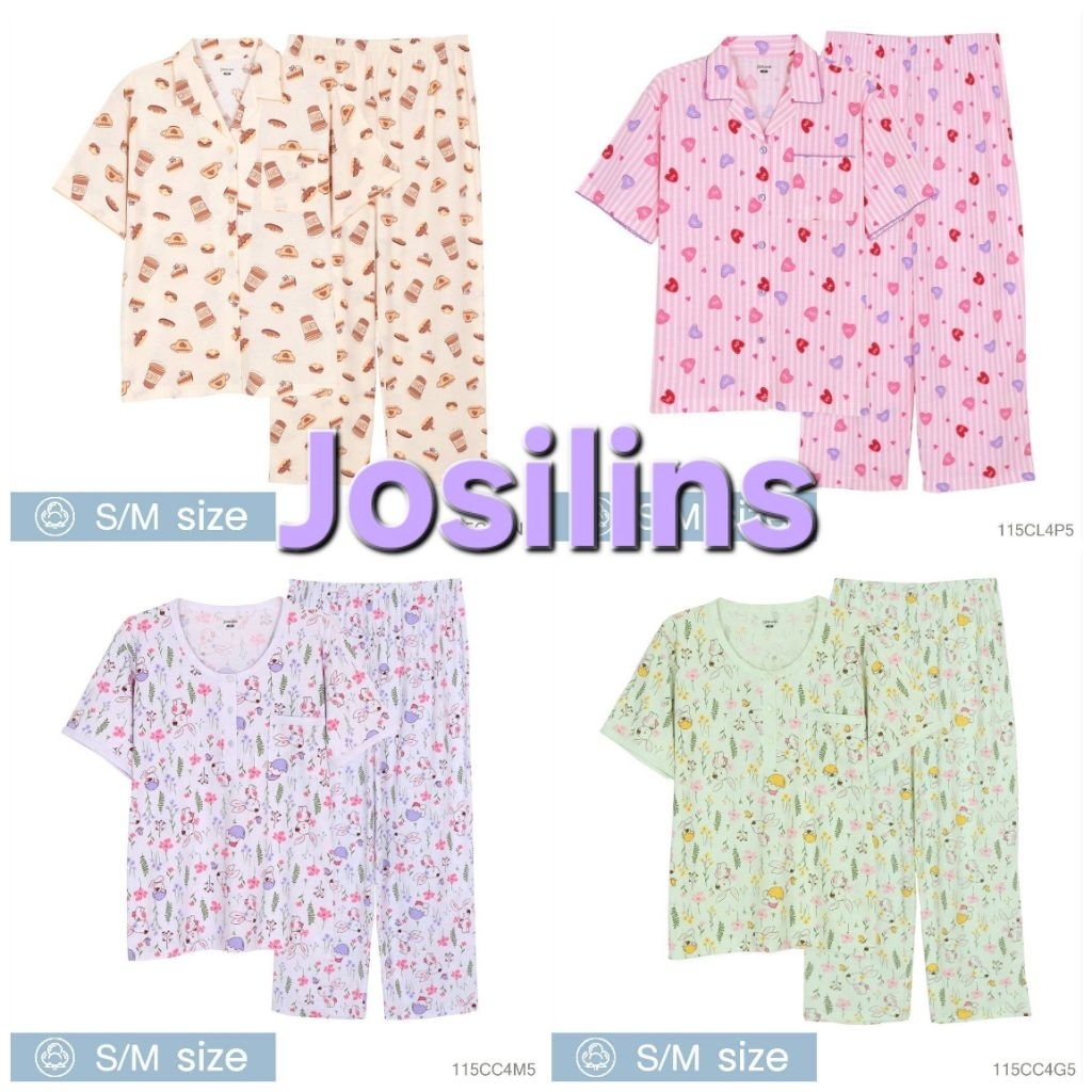 Josilins ชุดนอน แขนสั้น ขายาว คอปก ผ้ายืด ชุดนอนโจศิรินส์