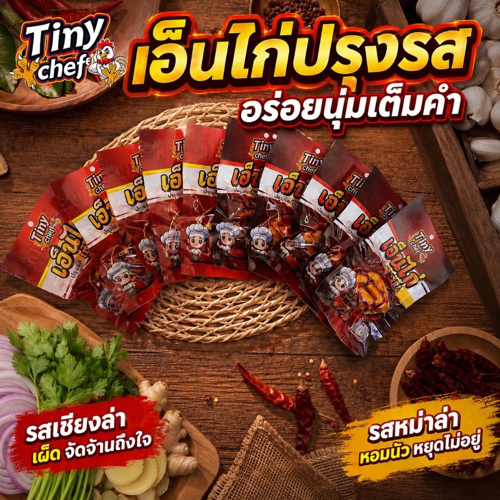 เอ็นไก่รสหม่าล่า เผ็ดชาเข้มถึงใจ เอ็นไก่เชียงล่า เคี้ยวหนึบไม่มีกระดูก กินสะดวกทุกที่ อร่อยจัดจ้านพร้อมเติมพลังทุกเวลา