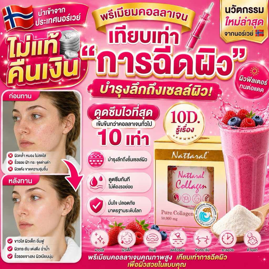 คอร์ส14วัน [ทานได้ถึง28วัน] ขาวไวX3 เท่าการฉีดผิว เข้มข้นกว่า10เท่า"ดูดซึมดีที่สุดและไวที่สุด" ไม่แท้คืนเงิน จากนอร์เวย์