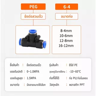 ข้อต่อสายลม PE/PEG/PY/PW 3 ทาง ข้อต่อนิวเมติก ข้อต่อสวมเร็ว ท่อลม PU คุณภาพสูง แข็งแรง ไม่รั่ว ราคาส่ง พร้อมส่งจากไทย