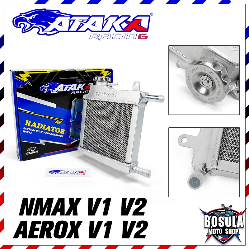 ATAKA หม้อน้ำมีเนียม สำหรับ NMAX AEROX V1 V2 (2015-2019) 386ML (2020-2025) 346ML 407ML งานอะลูมิเนียมตัวหนาไม่ขึ้นสนิม