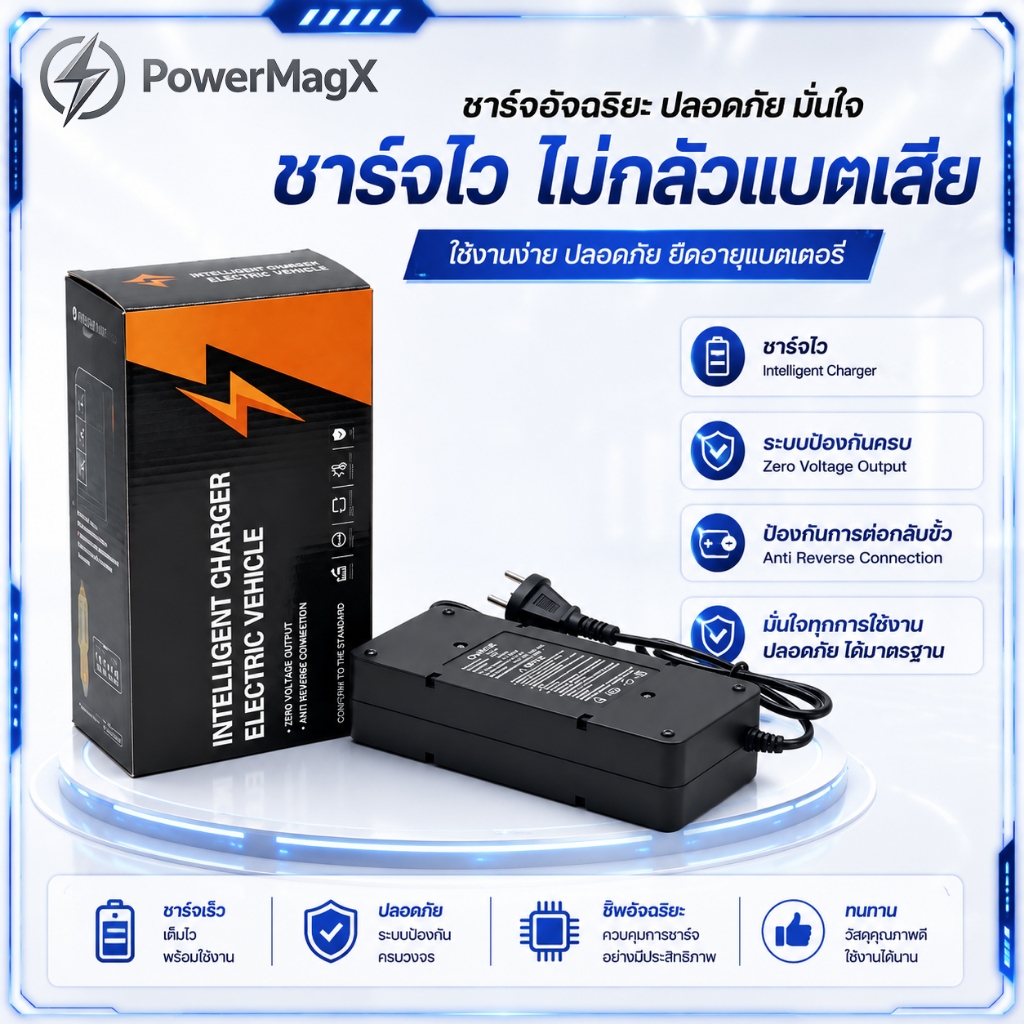 ที่ชาร์จแบตเตอรี่จักรยานไฟฟ้า ที่ชาร์จ Electric bicycle charger 48V 12A, ที่ชาร์จ 48V 20A