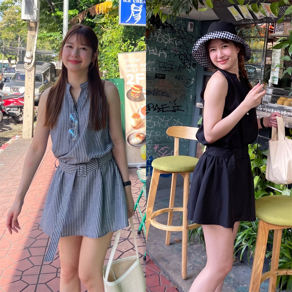 Dressupcorner Suzu Stripe Belt Dress  DCN01304