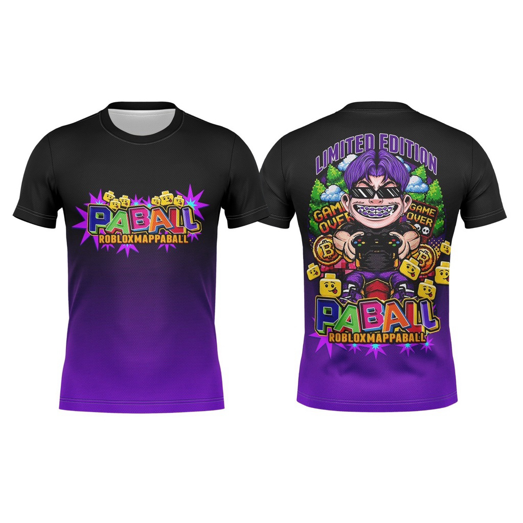 ป๋าบอล ROBLOX โรบล็อก ไซส์เด็ก เสื้อผ้ามันสกรีนลาย แขนสั้น คอกลม