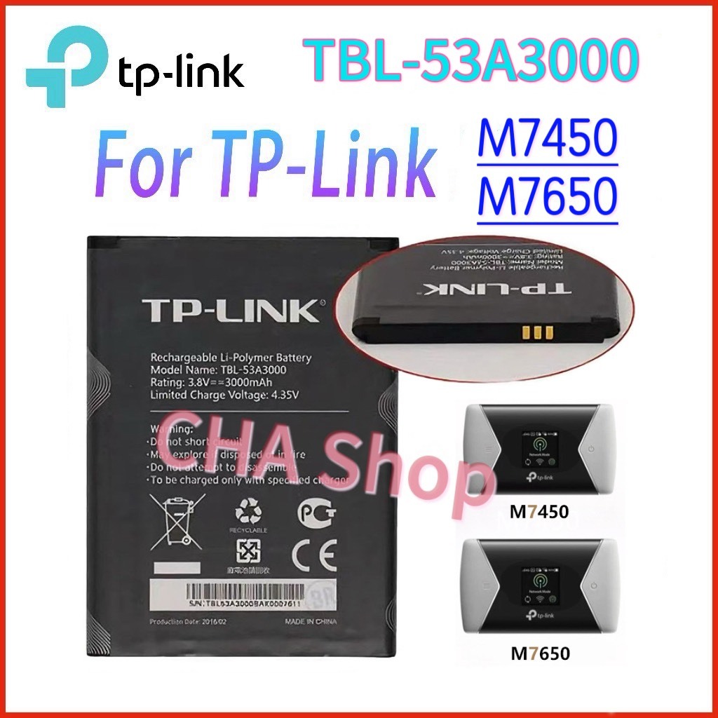 แบตเตอรี่สำหรับ TP-link M7650 M7450 WIFI (TBL-53B3000) 3000mAh battery TBL-53A3000 ใหม่