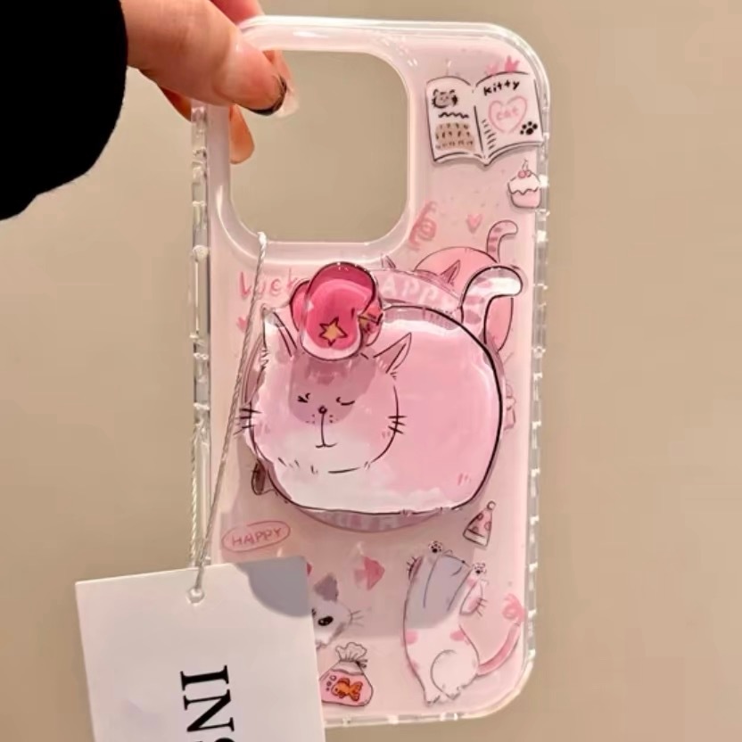 แมวชมอ้วน(หมุนได้) ป็อบอัพ Pop up  กิ๊บต๊อก ลายการ์ตูน  แหวนติดหลังโทรศัพท์ แม่เหล็กดูดแน่น เเหวนจับโทรศัพท์