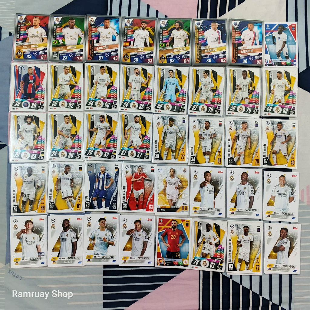 Topps การ์ดนักบอล Match Attax การ์ดบอล รวมทีม Real Madrid Barcelona laliga ส่งไวมาก มาดริต บาซ่า