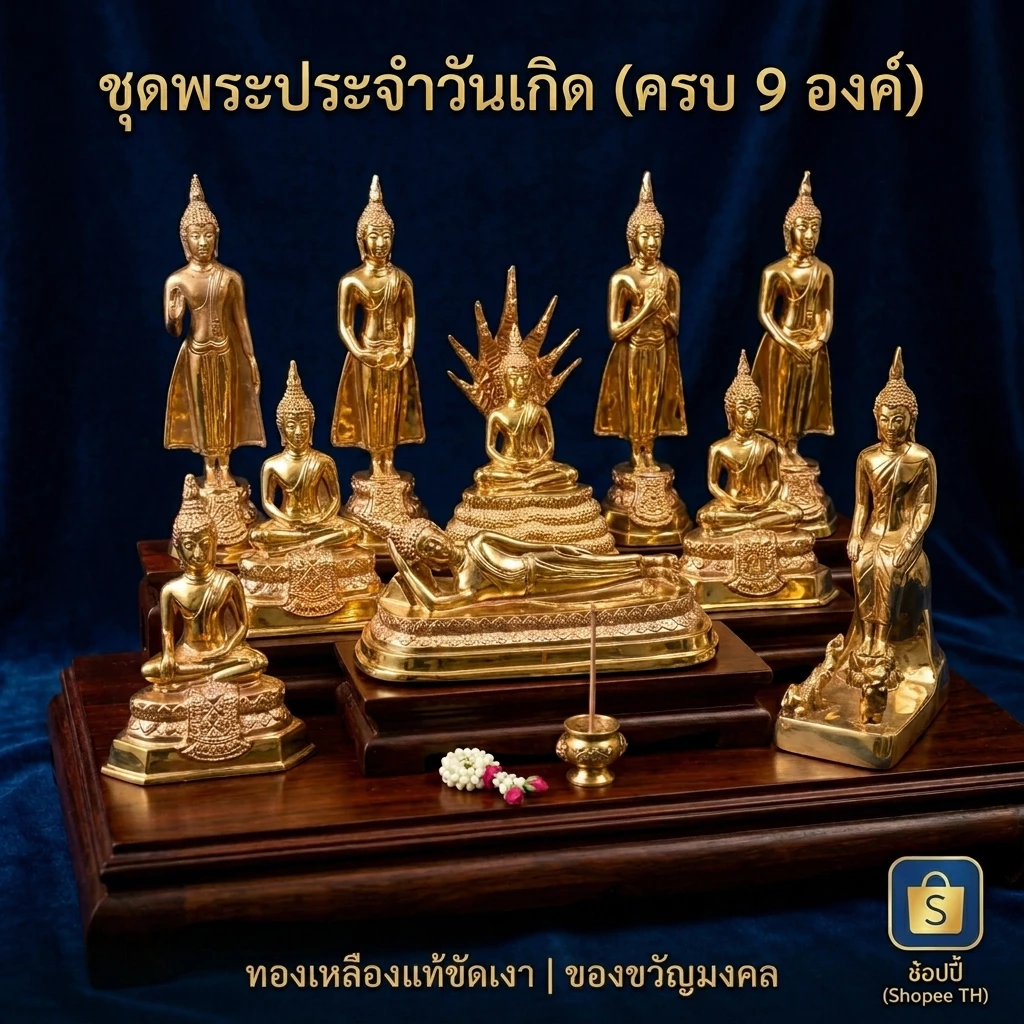 พระบูชาประจำวันเกิด ขนาด 3นิ้วและ5นิ้ว | พระทองเหลืองแท้ ขัดเงา ประจำวันเกิดครบ7วัน พร้อมส่ง