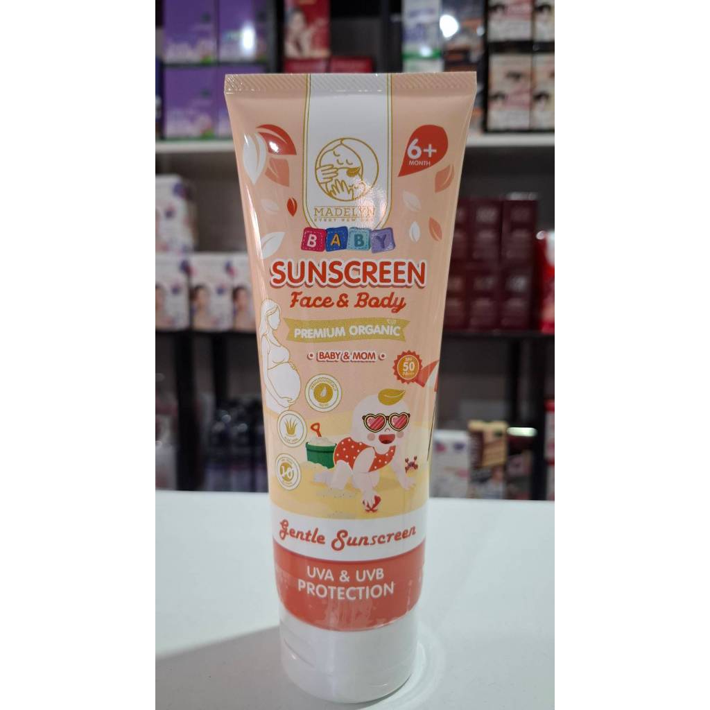 Madelyn for Baby Sunscreen Face and Body Premium Organic 200ml.ครีมกันแดดสำหรับเด็ก