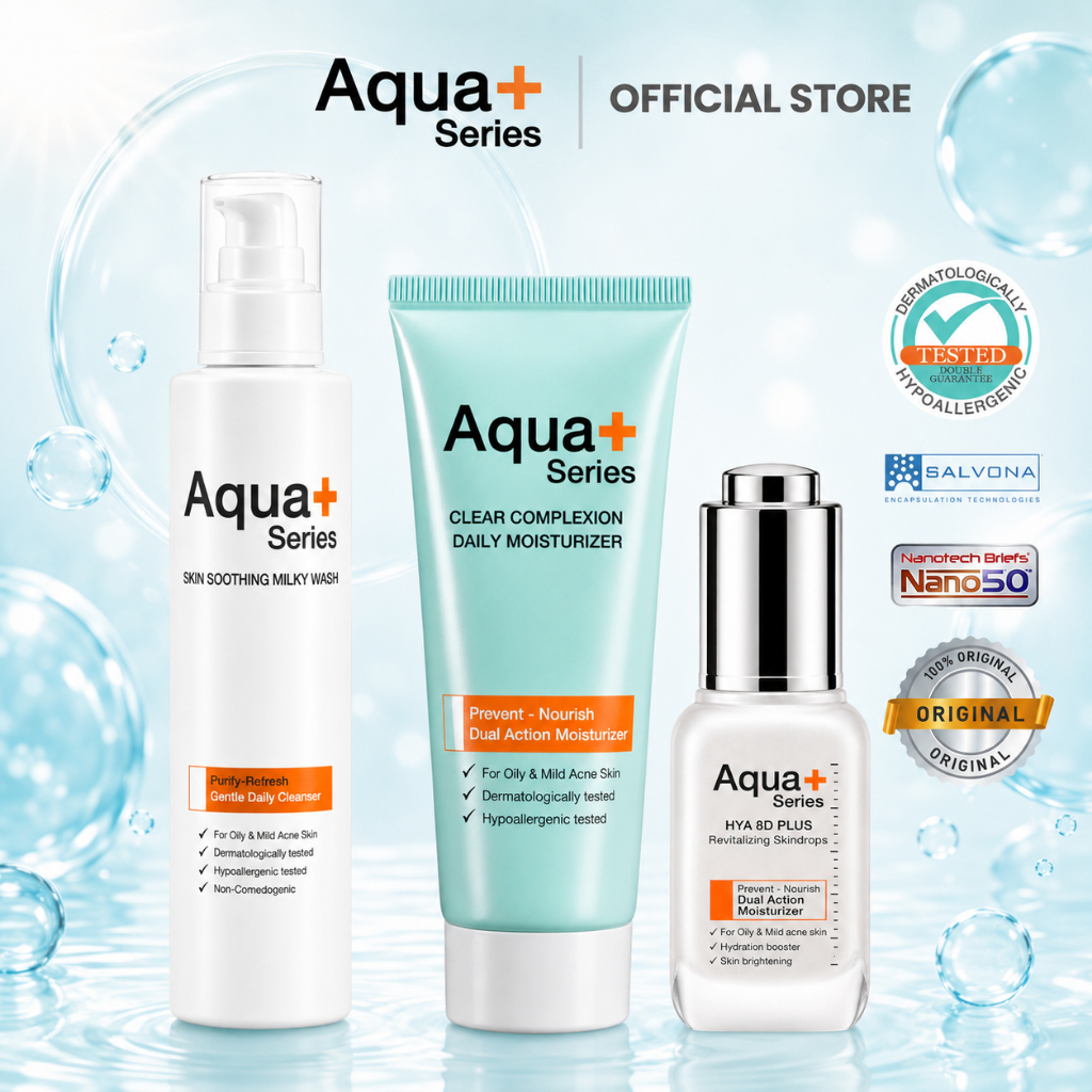 (ชุดเซ็ต) Aquaplus Milky Wash 175 ml & Clear Complexion Daily Moisturizer 50 ml & HYA 8D PLUS 20 ml.
