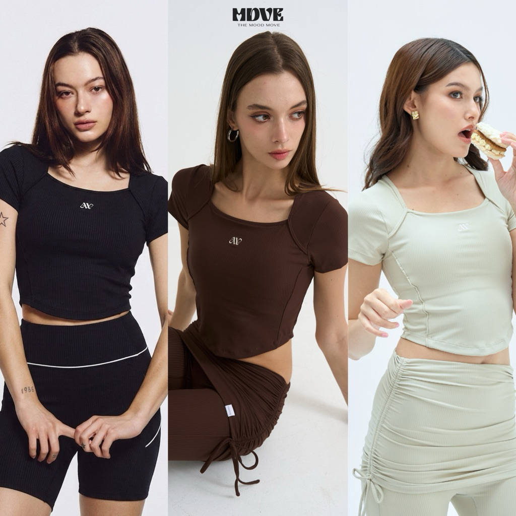 Mood Flow Top - เสื้อออกกำลังกาย ฟองน้ำในตัว กระชับ ผ้านุ่ม แห้งไว Gym / Pilates / Everyday | THE MOOD MOVE