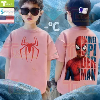 [งานเกรดพรีเมียม งานเกรด A] Kids T เสื้อยืดเด็ก พิมพ์ลายสไปเดอร์แมน ผ้าฝ้าย 100% ใส่สบาย หลวม เหมาะเด็กผู้ชาย เด็กผู้หญิ