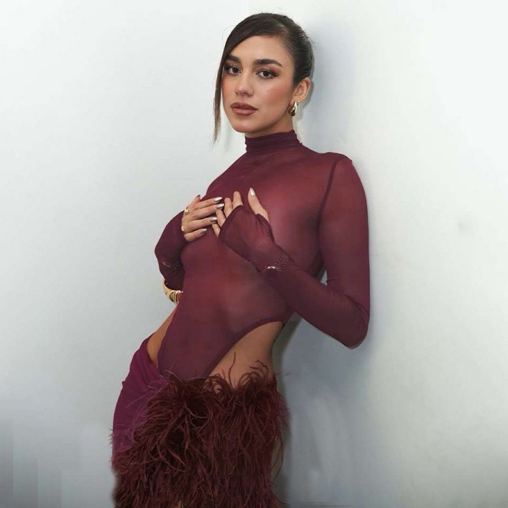 ❤️❤️ bodysuitแขนยาวซีทรู+กปยาวซีทรูแต่งขนมิ้งเสริมเพิ่มความเก๋ ชุดออกงาน🪩🪩