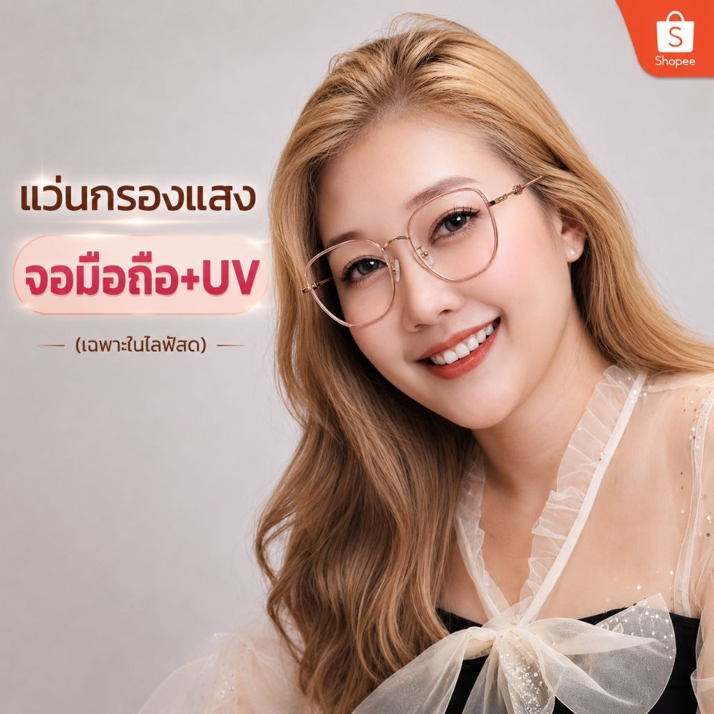 แว่นกรองแสงหน้าจอคอมมือถือ เฉพาะในไลฟ์สดแม่ค้า