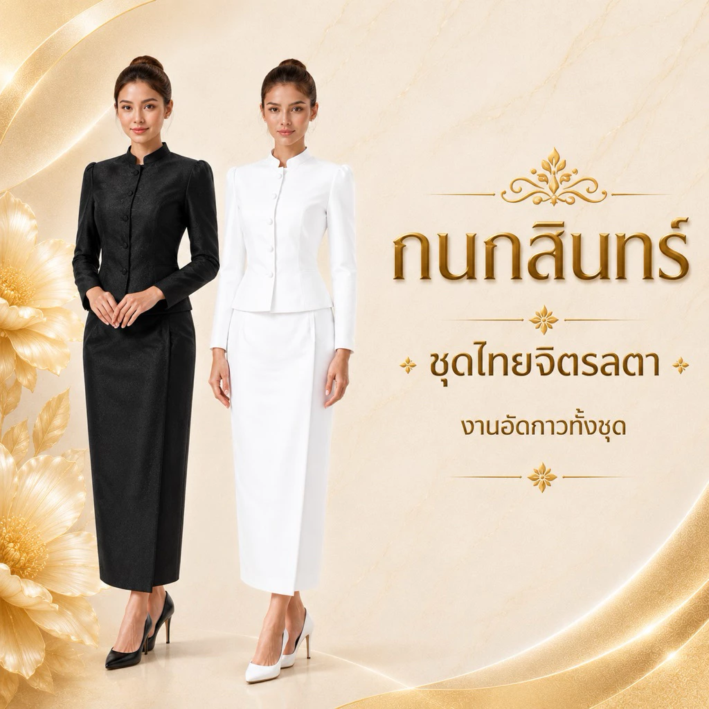 (ปรึกษาไซส์ก่อนสั่งนะครับ)มีส่งด่วน 24 ชั่วโมง ชุดไทยจิตรลดา กนกลินทร์ (ทั้งชุด) สีดำ สีขาว ขายดีที่สุดใน Shopee
