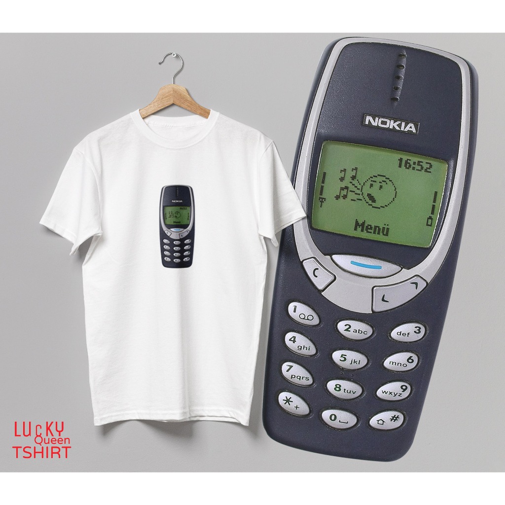เสื้อยืดลาย Nokia3310 โทรศัพท์รุ่นเก่าที่ฮิตมากเมื่อก่อน ทนมาก ยุคเก่า ย้อนยุควินเทจ มีทั้งเสื้อดำแล