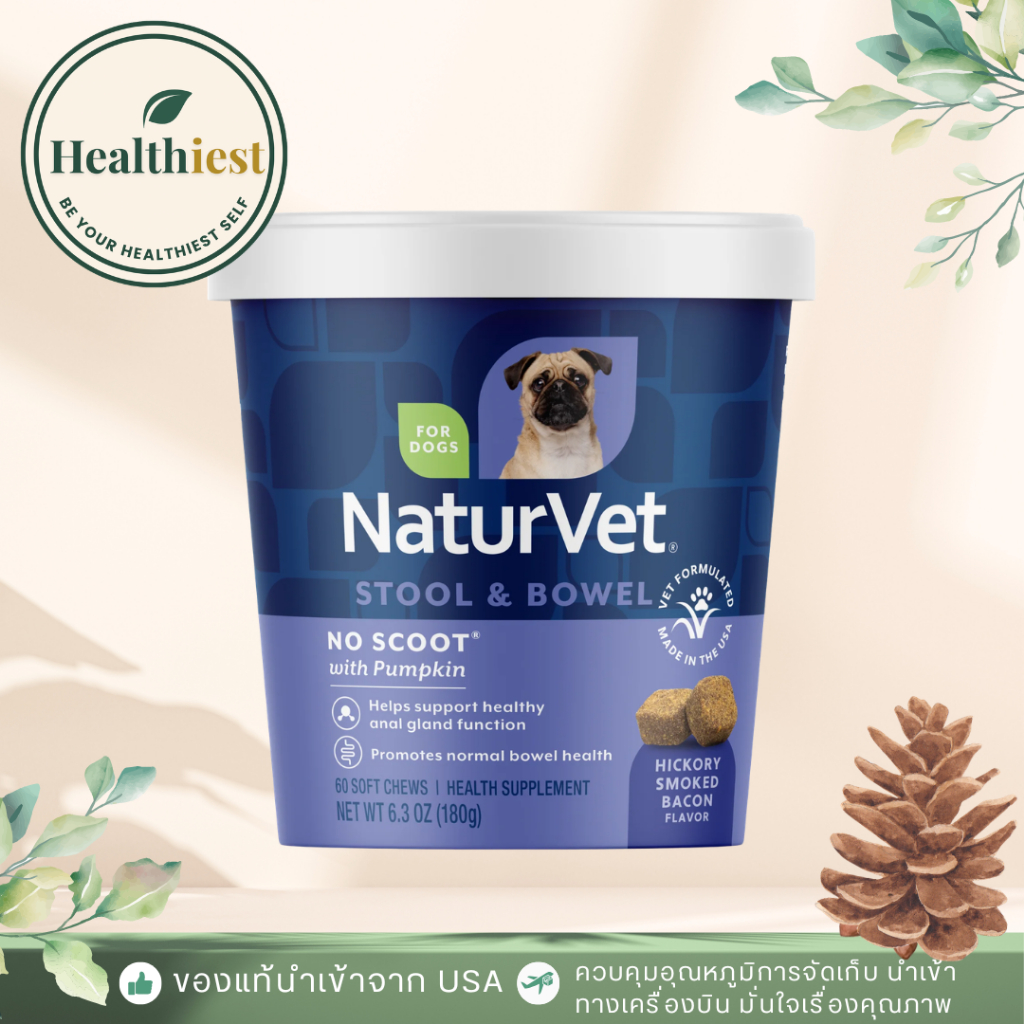 พร้อมส่ง NaturVet No Scoot for dog ฟักทองมีไฟเบอร์สูงระบบการขับถ่ายลำไส้การขับถ่ายอุจาระสุนัขวิตามิน