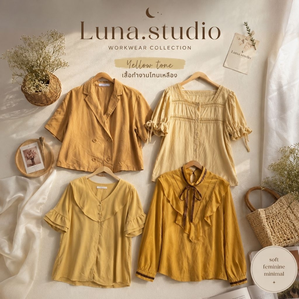 🏵 เสื้อทำงานผู้หญิง มือสอง โทนสีเหลือง สไตล์เกาหลี มินิมอล [06.06.69]