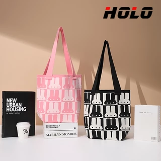 HOLO กระเป๋าสะพายข้างผู้หญิง กระเป๋าสาน สีตัดกัน ลายกระต่าย สบายๆ แฟชั่น 200g
