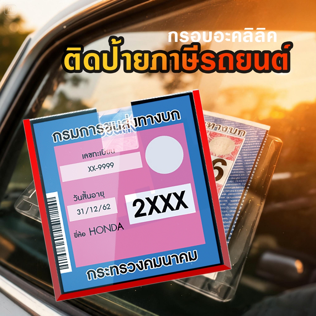 กรอบป้ายติดภาษี กรอบป้ายพรบ แบบแข็ง รถยนต์ อะคลิลิค สามารถ​ถอดออกได้ง่ายเมื่อไม่ใช้งานแล้ว G14