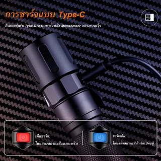 SUPERFIRE X60 ไฟฉาย ซูมได้ แรงสูง สำหรับงานหนัก แบตเตอรี่ 3000mAh 15 วัตต์ สว่าง 900 ลูเมน LED xhp90 ชาร์จไฟได้