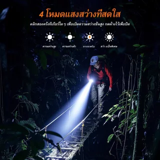 SUPERFIRE X60 ไฟฉาย ซูมได้ แรงสูง สำหรับงานหนัก แบตเตอรี่ 3000mAh 15 วัตต์ สว่าง 900 ลูเมน LED xhp90 ชาร์จไฟได้