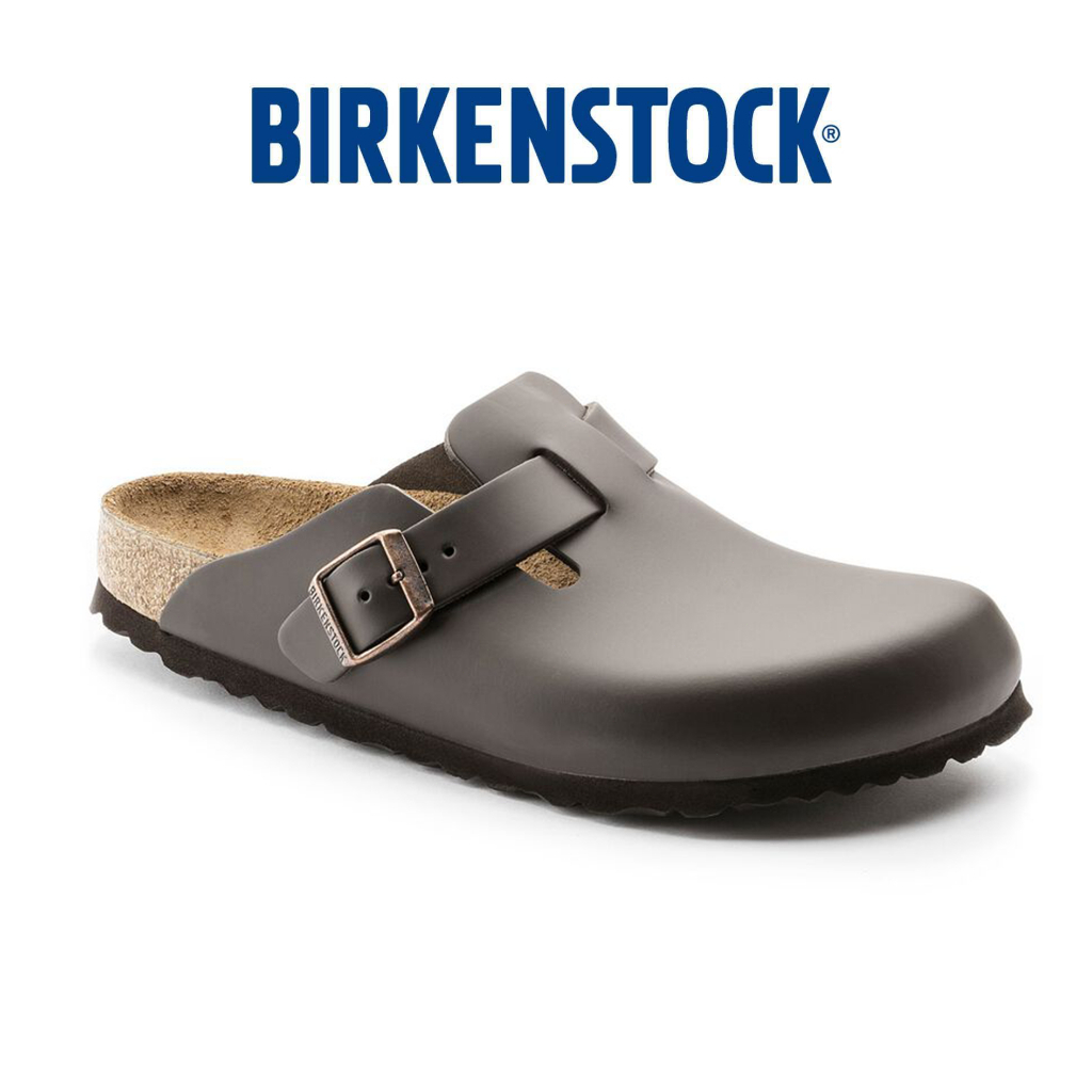 『BIRKENSTOCK』✈️พร้อมส่ง Birkenstock Boston Natural Leather - Black รองเท้าแตะ