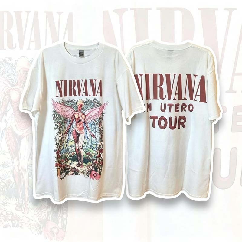 nirvana เสื้อยึด ผ้าเทคโนโลยี จากอเมริกา พิมพ์ลาย nevermind เสื้อยืด oversize เหมาะ ผู้หญิง และ ผู้ชาย 5.25
