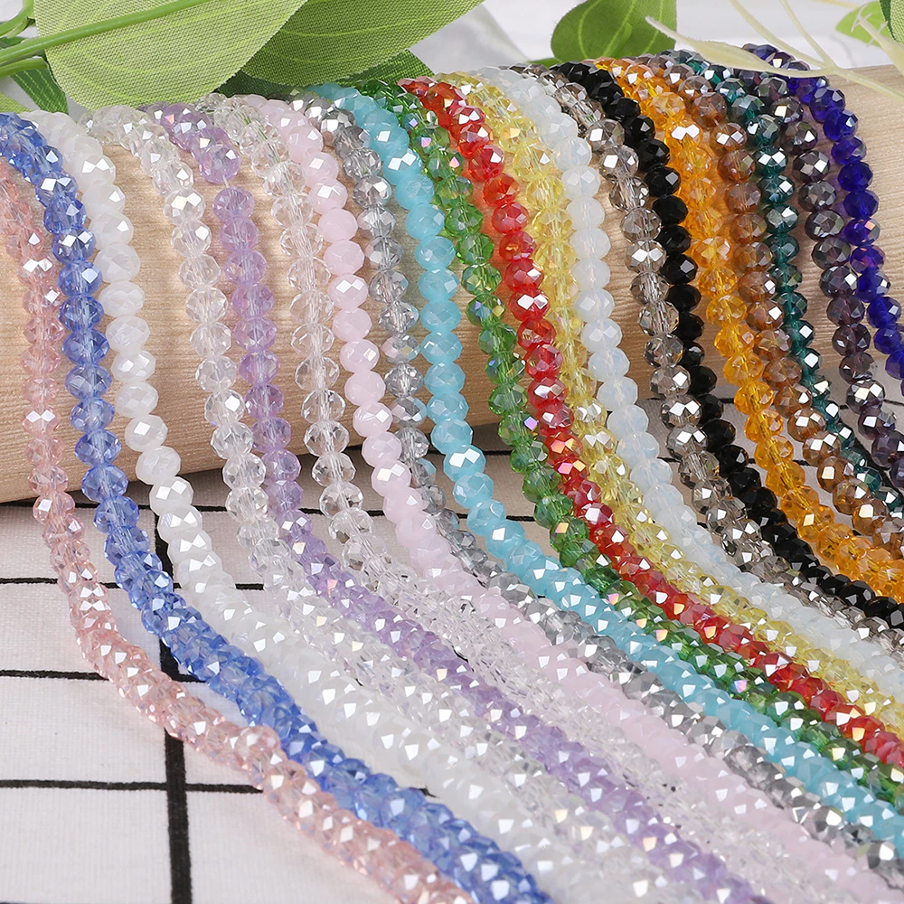 ลูกปัดแก้วคริสตัล 3/4/6/8 มม. โปร่งแสง หลากสี 70-195Pcs ต่อถุง สําหรับทําเครื่องประดับ DIY