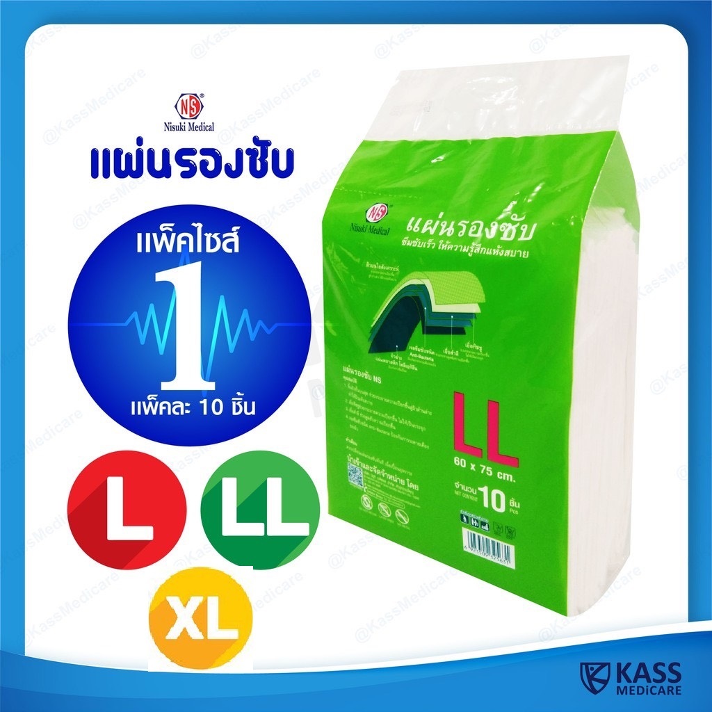 (1 ห่อ 10 ชิ้น) แผ่นรองซับ Nisuki Incontinence Pads แผ่นรองซับฉี่ แผ่นรองซึมซับ