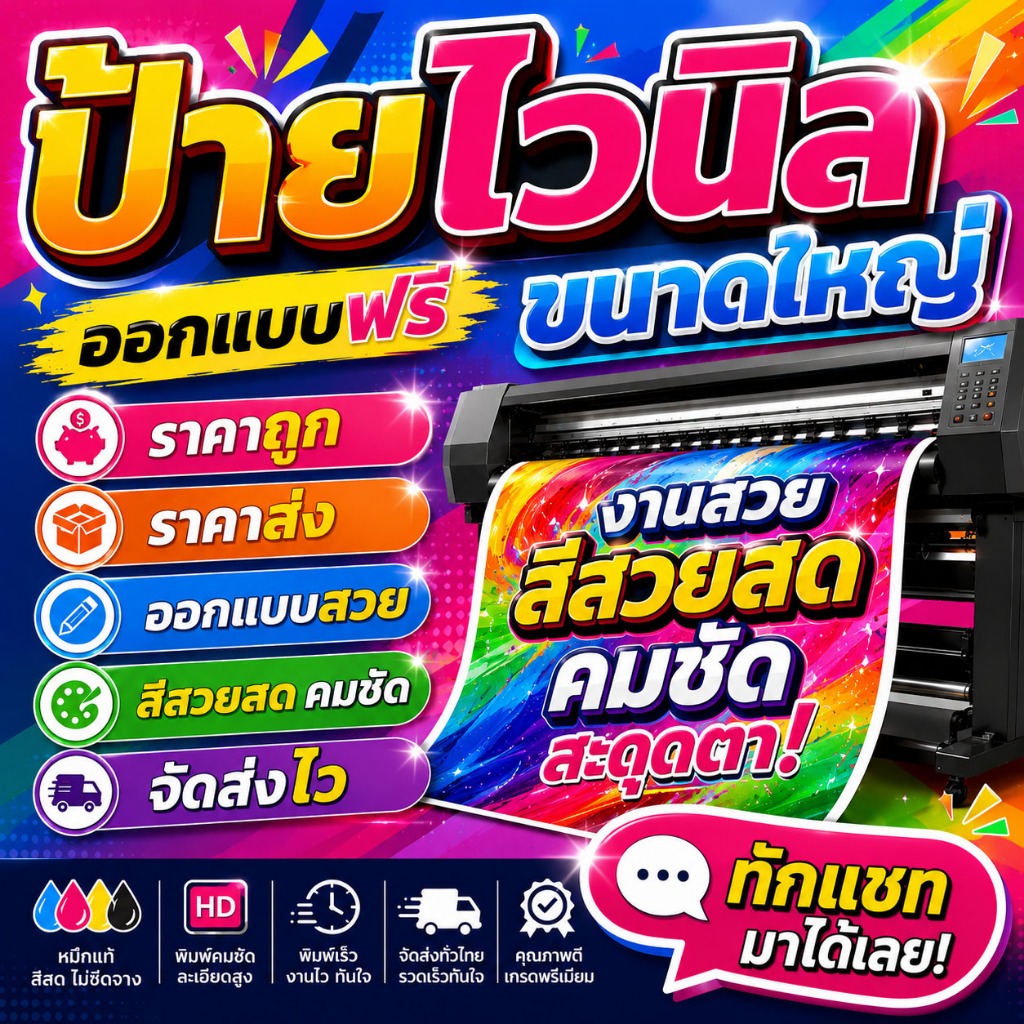 ป้ายไวนิล ป้ายโฆษณา ขนาดใหญ่ ไว้แขวนติดร้านค้า ราคาถูก อยากได้ป้ายแบบไหนทักแชทเลย พับขอบเจาะรูฟรี