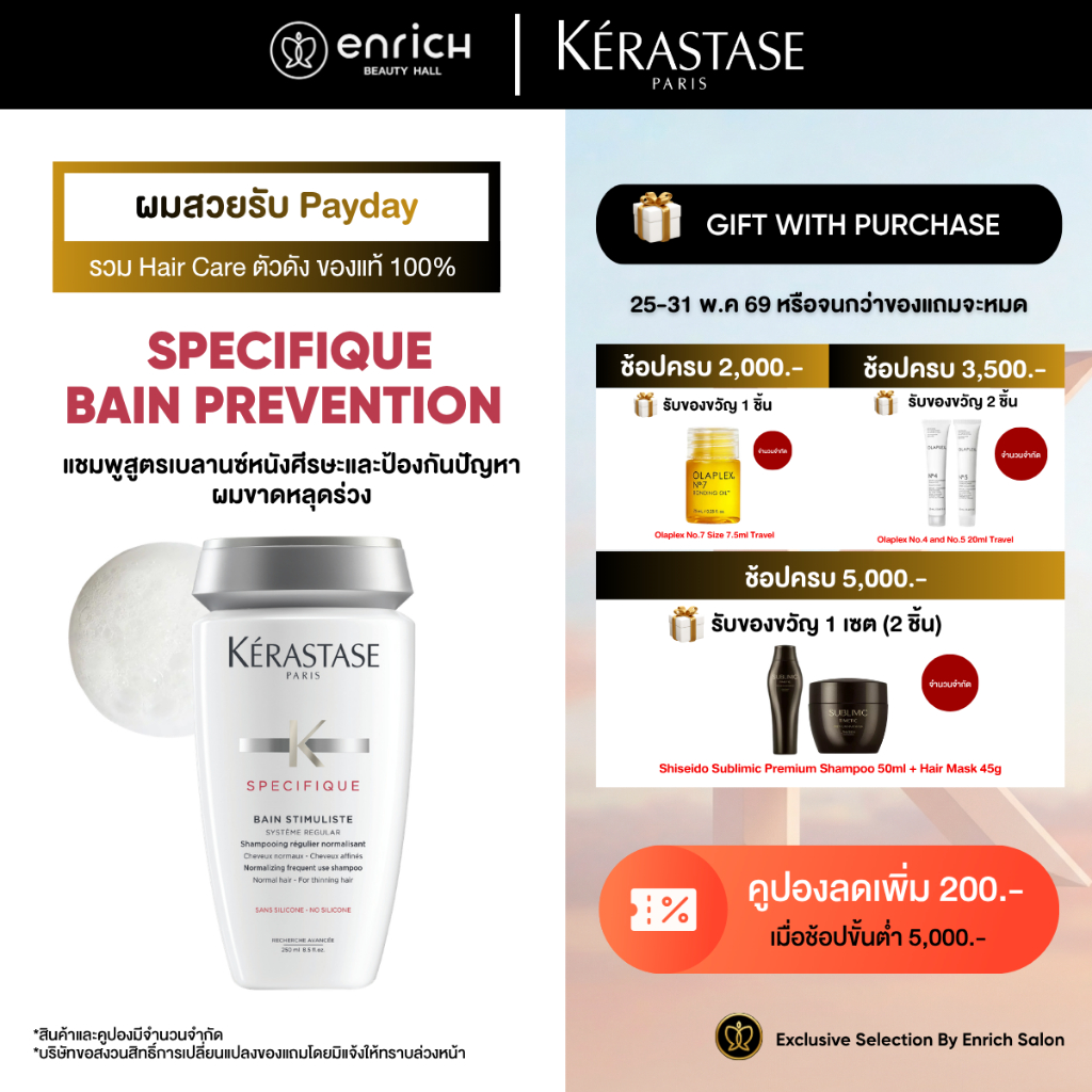 Kerastase Bain Prevention Specifique เคเรสตาส เบน พรีเวนชั่น 250ml. แชมพูสำหรับผมหลุดร่วง