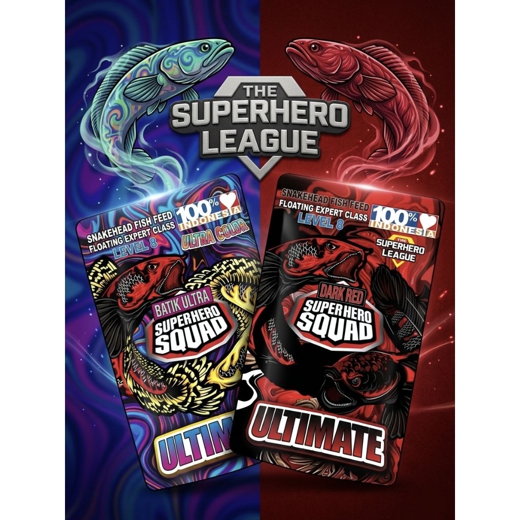 LV.8 อาหารปลาช่อน Superhero Squad รุ่น Ultimate (สูตร Dark Red เร่งแดงเข้ม / สูตร Batik Ultra เร่งลายดอก)