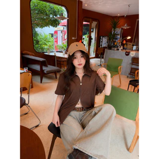 เสื้อเชิ้ตซิปหัวใจ ผ้าครัช #FF39