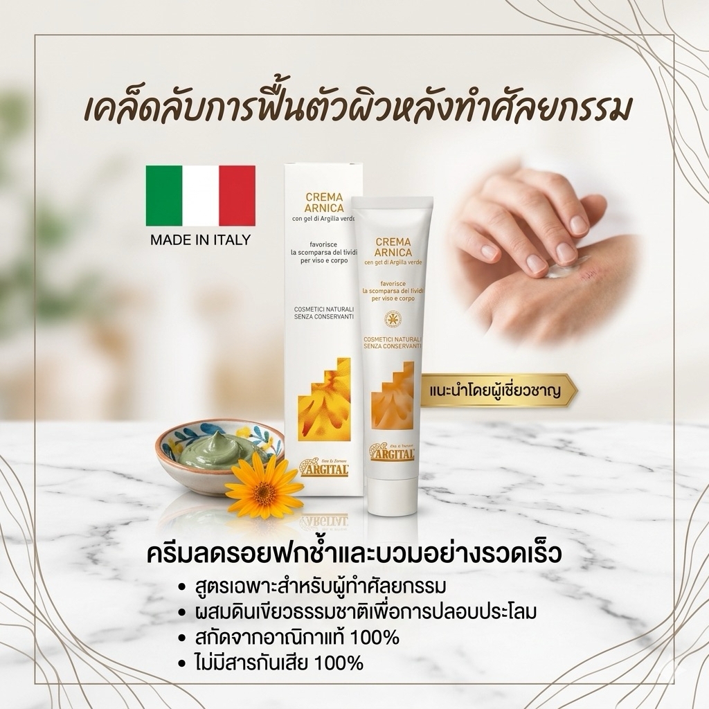 Geyer Haus ARGITAL Arnica Cream สมุนไพรอาร์นิก้า ลดรอยฟกช้ำหลังศัลยกรรม นำเข้าอิตาลี