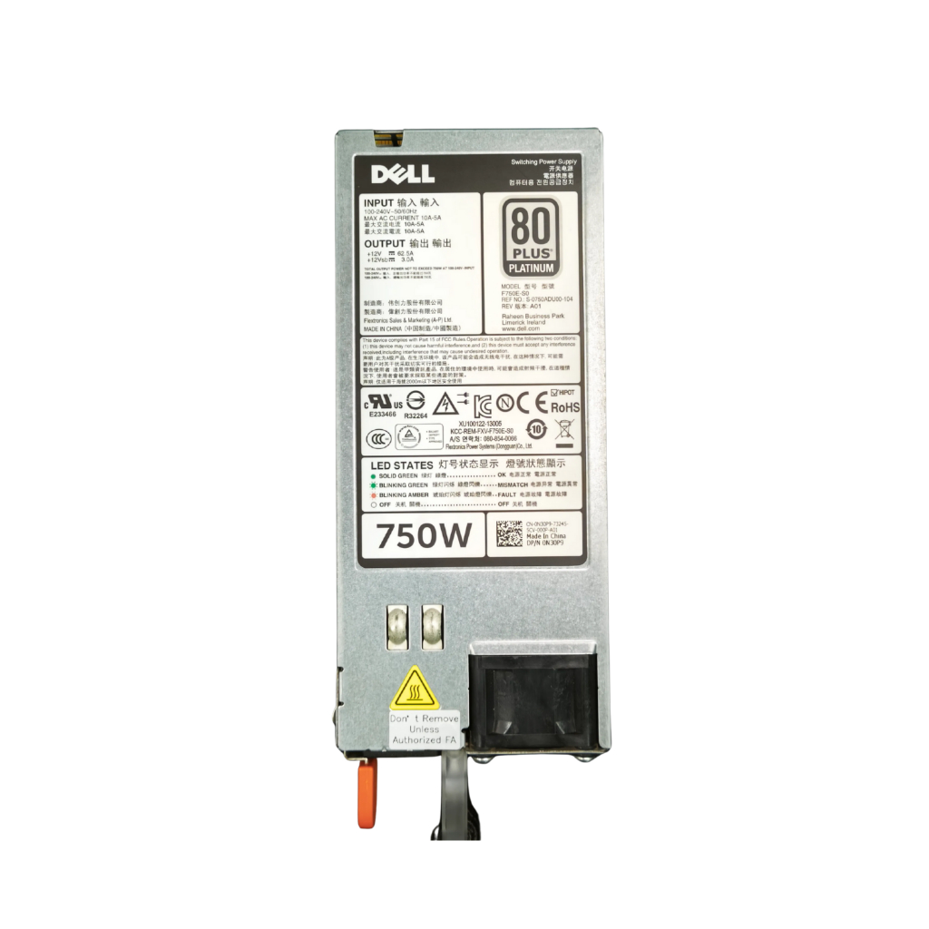 Dell 0N30P9 / N30P9 750-Watts 100-240V AC 5.0A 50-60Hz 80-Plus Platinum Power Supply For PowerEdge R