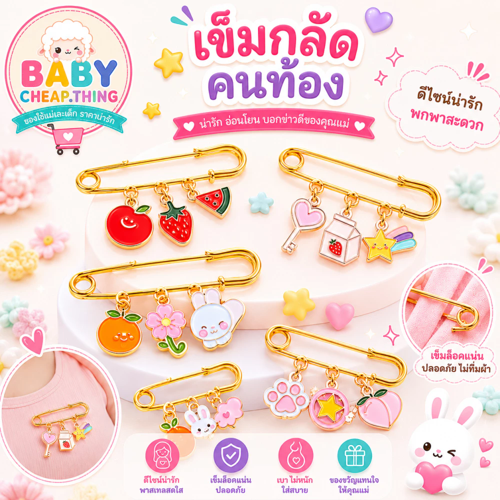 ☆เข็มกลัดคนท้อง เข็มกลัดแฟชั่น สไตล์เกาหลี ลายน่ารัก