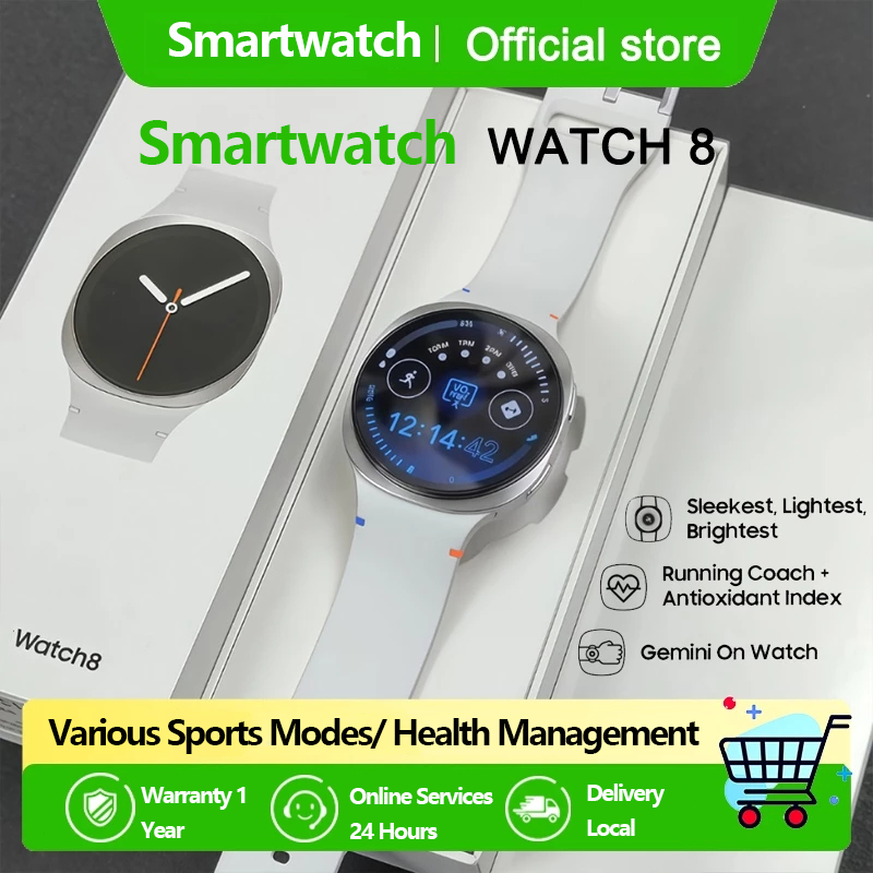 [สมาร์ทวอทช์ระดับไฮเอนด์]  WATCH8 HD AMOLED GPS NFC 12 เดือนการรับประกันอย่างเป็นทางการ Multifunctiona Call notification