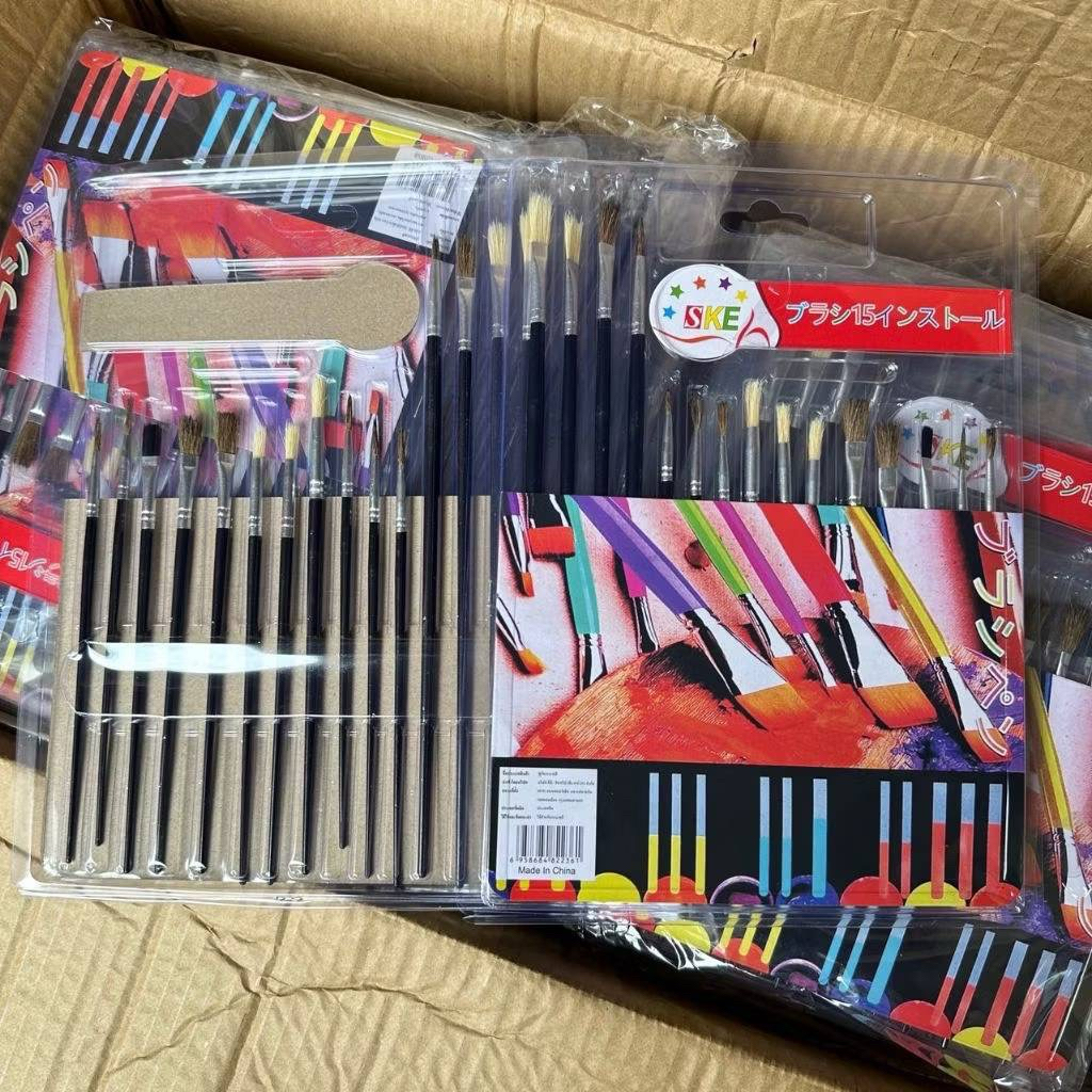 ชุดพู่กันระบายสีคละไซร์ ขายส่ง ราคายกโหล12แผง