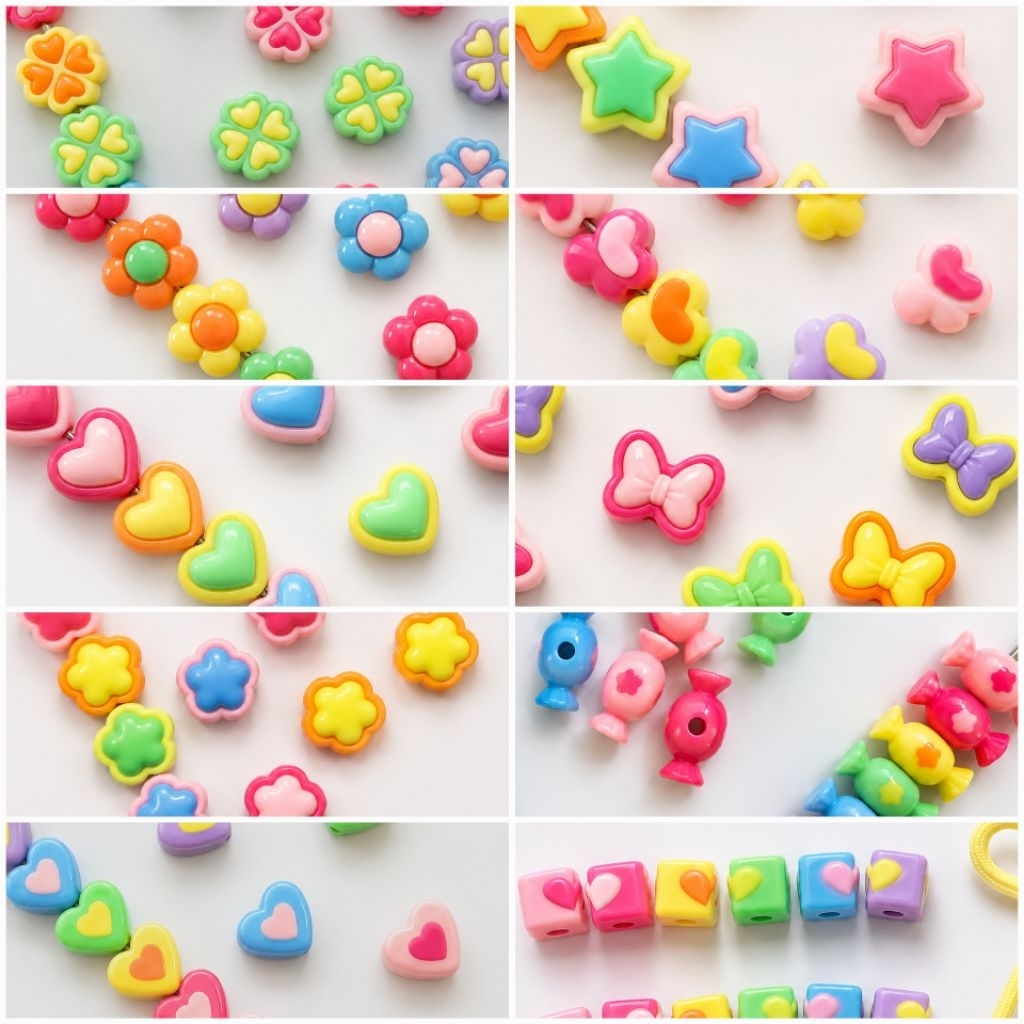 ลูกปัด3D สำหรับตกแต่งเชือก พวงกุญแจ มีหลายแบบให้เลือก