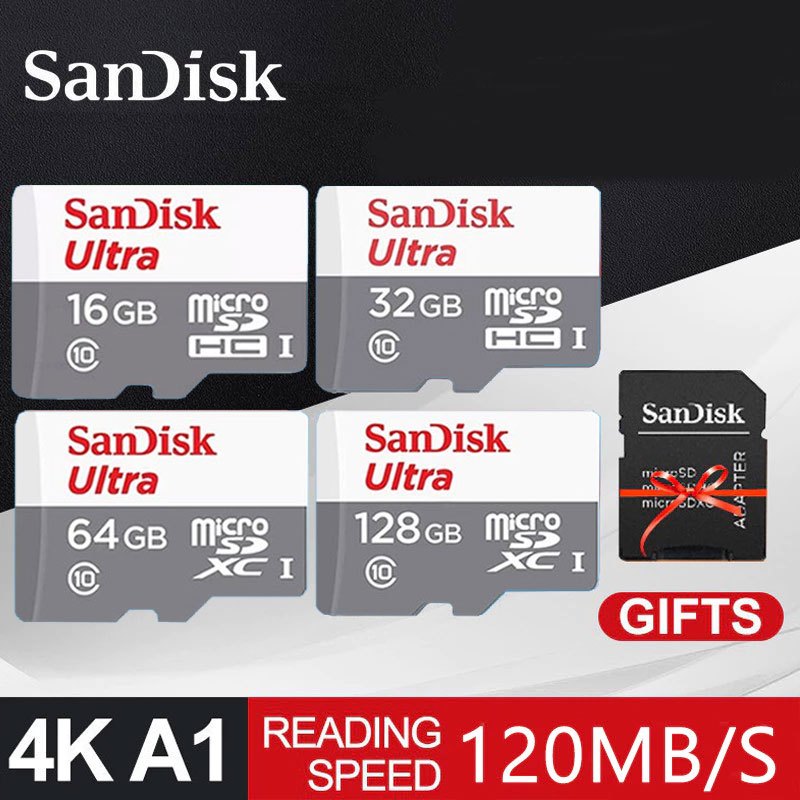 แท้100%Sandisk การ์ดไมโครเอสดี Class10 100MB/s 32GB-1TB ใช้ได้ทั้งมือถือ กล้องรถ กล้องวงจรปิด