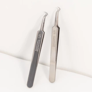 STAINLESS แหนบกดสิว หรือคีบอุปกรณ์ ขนาดขนาดเล็กมากพิเศษ ปลายแหนบดีไซน์โค้งงอพิเศษ สแตนเลสคุณภาพสูง [P-P322]