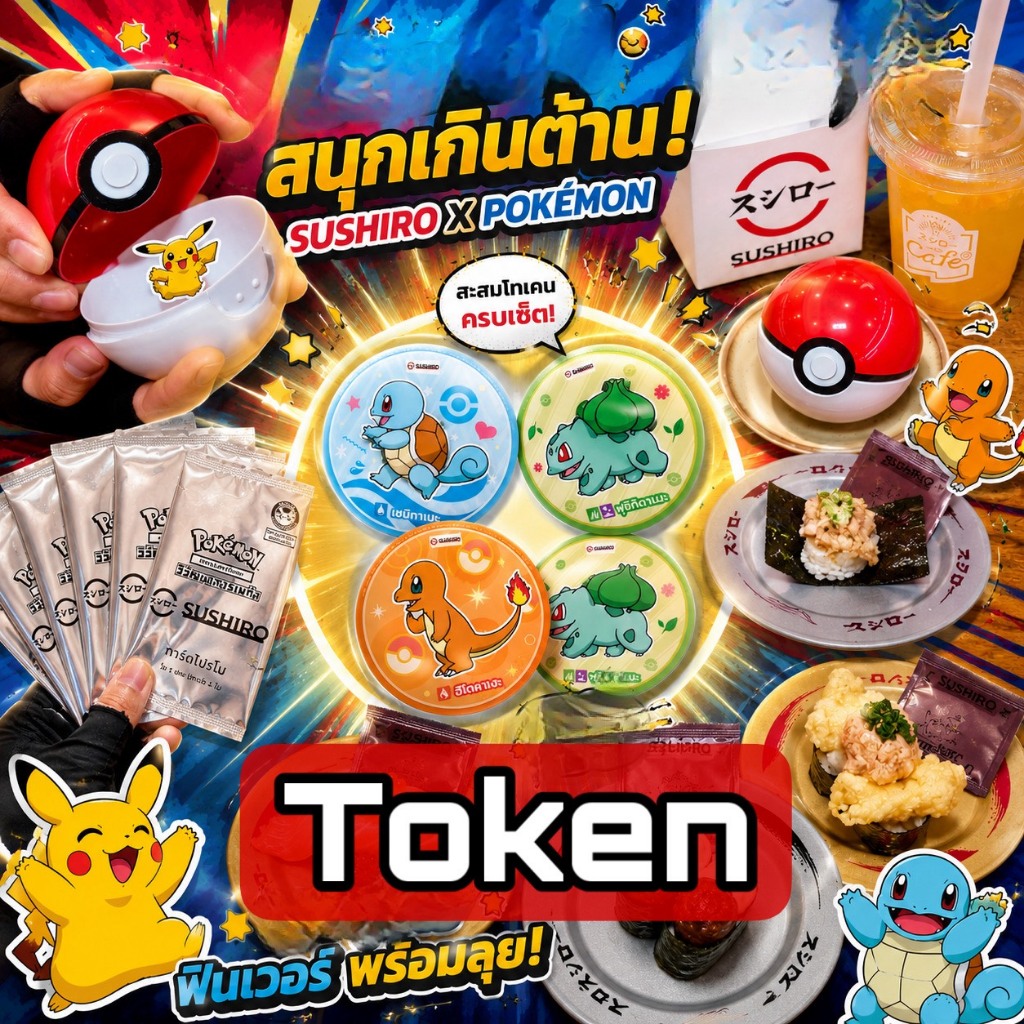 มีกรอบ TOKEN Pokémon x Sushiro Token Collection 2026 เหรียญสะสมโปเกมอนแท้ ลิมิเต็ด Limited