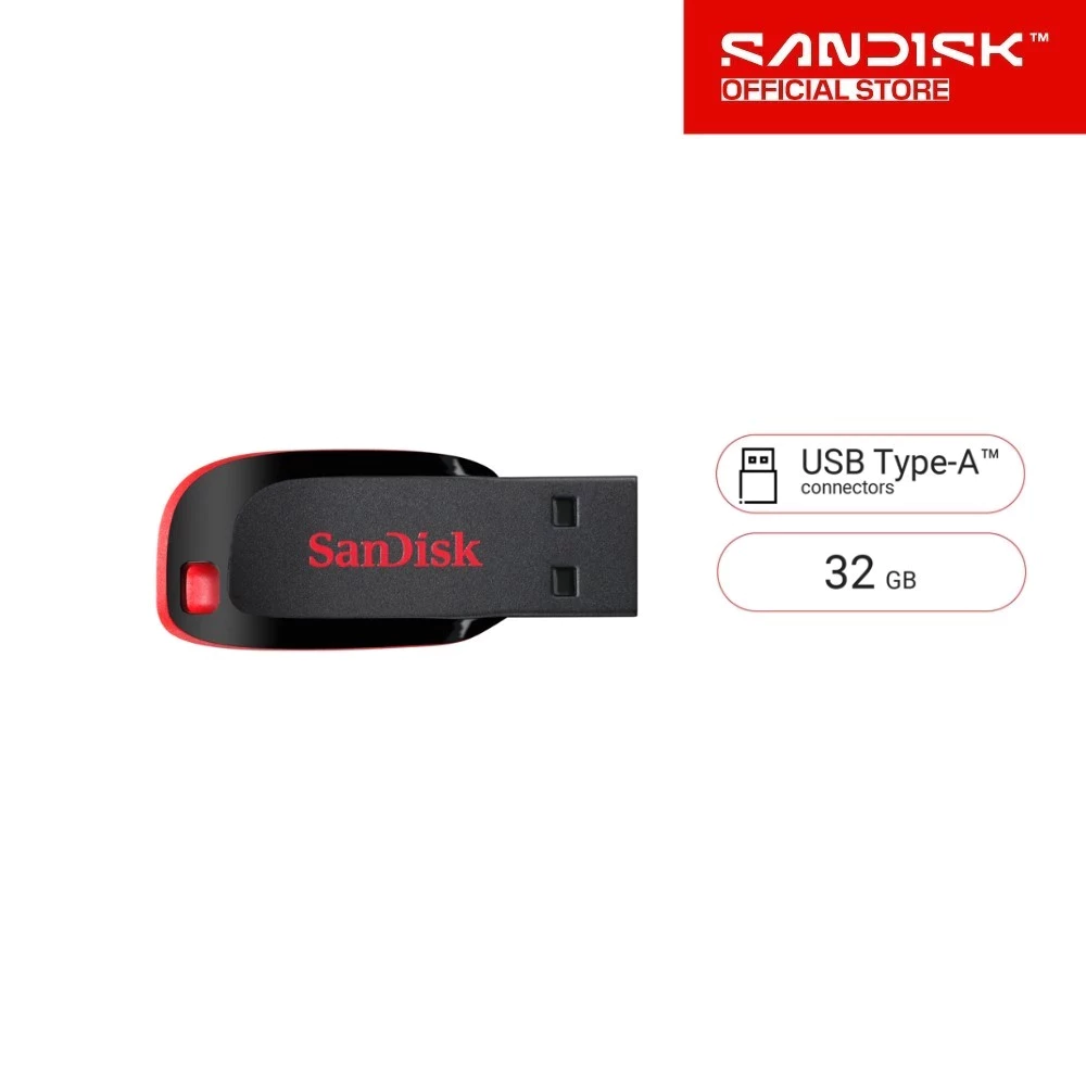 SanDisk CRUZER BLADE USB แฟลชไดร์ฟ 32GB,64GB.128GB USB2.0 (SDCZ50-128G-B35)